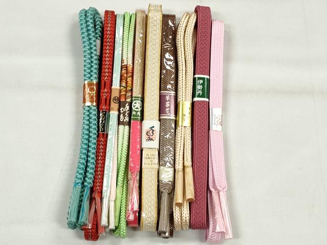平和屋着物●和装小物　帯締め10本セット　笹浪組　丸源氏組　鴨川組　金糸　伊勢丹・大丸扱い　逸品　未使用　CABK4910qe