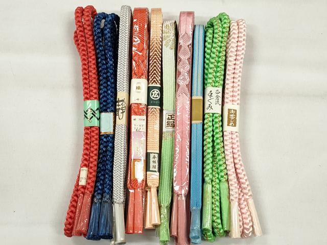平和屋着物●和装小物　帯締め10本セット　高麗組　大和組　長尺　金糸　逸品　未使用　CABK4911qe