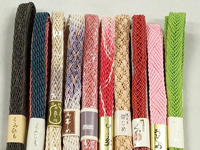 平和屋着物＊夏物　和装小物　上質な帯締め10本セット　銀糸　西武百貨店扱い　逸品　未使用　CABK4924qe