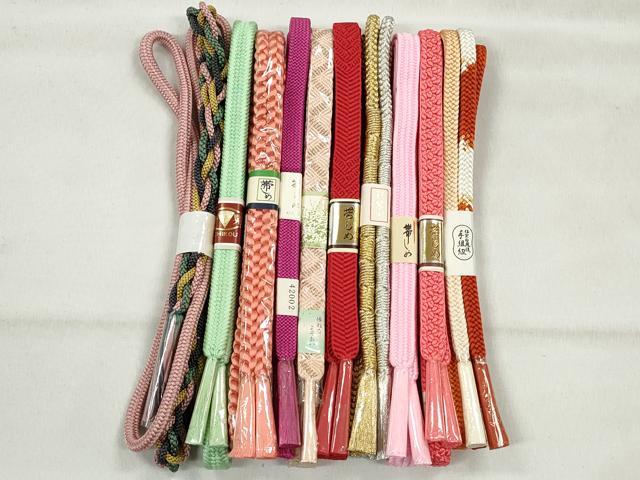 平和屋着物●和装小物　帯締め10本セット　唐組　笹浪組　鴨川組　礼装用　金銀糸　逸品　未使用　CABK4986qe
