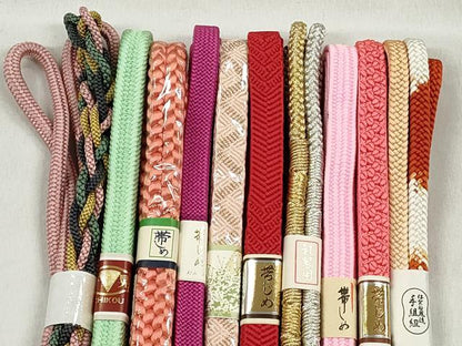 平和屋着物●和装小物　帯締め10本セット　唐組　笹浪組　鴨川組　礼装用　金銀糸　逸品　未使用　CABK4986qe