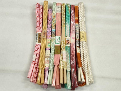 平和屋着物●和装小物　帯締め10本セット　高麗組　冠組　平源氏組　金糸　逸品　未使用　CABK4988qe