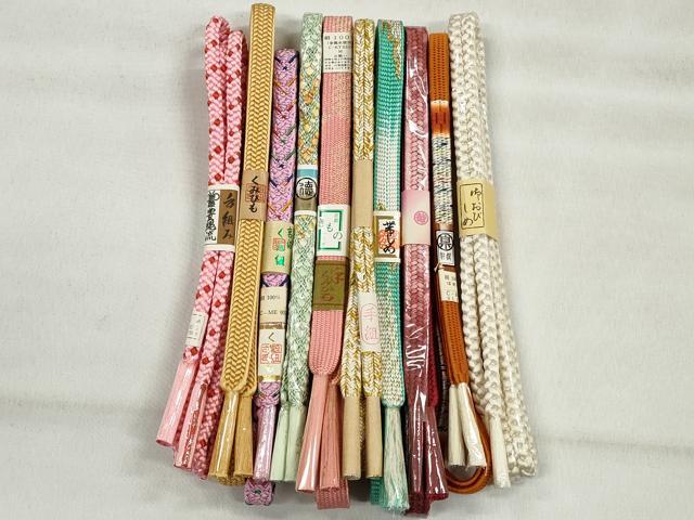 平和屋着物●和装小物　帯締め10本セット　高麗組　冠組　平源氏組　金糸　逸品　未使用　CABK4988qe