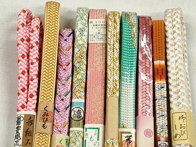 平和屋着物●和装小物　帯締め10本セット　高麗組　冠組　平源氏組　金糸　逸品　未使用　CABK4988qe