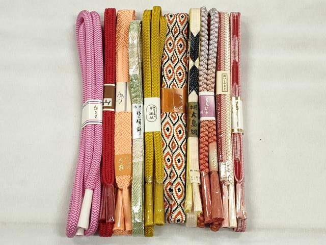 平和屋着物●和装小物　帯締め10本セット　唐組　御岳組　大島紬　佐賀錦　金糸　逸品　未使用　CABK4989qe