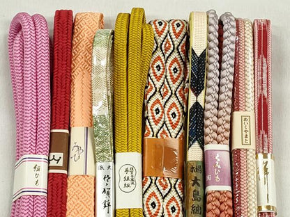 平和屋着物●和装小物　帯締め10本セット　唐組　御岳組　大島紬　佐賀錦　金糸　逸品　未使用　CABK4989qe