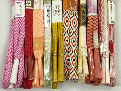 平和屋着物●和装小物　帯締め10本セット　唐組　御岳組　大島紬　佐賀錦　金糸　逸品　未使用　CABK4989qe