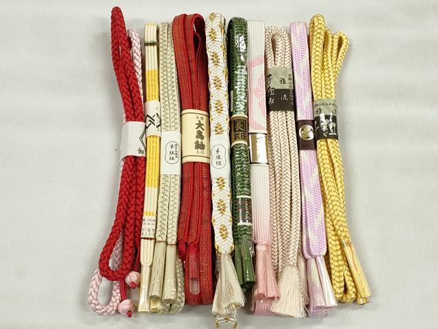 平和屋着物●和装小物　帯締め10本セット　高麗組　唐組　礼装用　角八つ組　大島紬　金糸　逸品　未使用　CABK4990qe