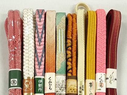 平和屋着物●和装小物　帯締め10本セット　高麗組　笹浪組　鴨川組　金糸　伊勢丹・高島屋扱い　逸品　未使用　CABK4992qe