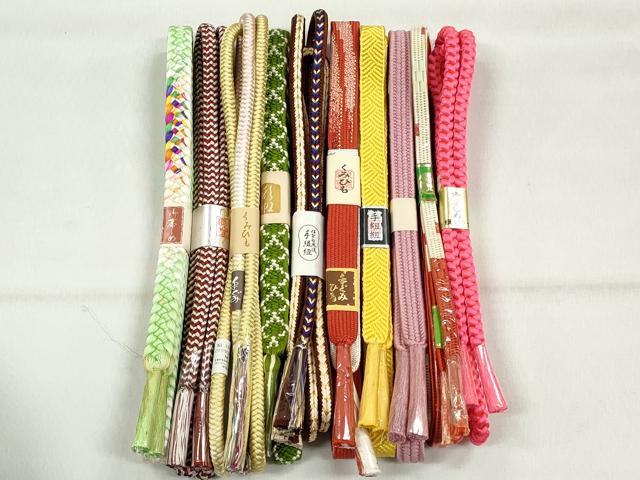 平和屋着物●和装小物　帯締め10本セット　高麗組　丸源氏　奈良組　金糸　逸品　未使用　CABK4993qe