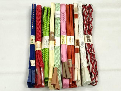 平和屋着物●和装小物　帯締め10本セット　冠組　大和組　笹浪組　銀糸　逸品　未使用　CABK4994qe