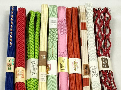 平和屋着物●和装小物　帯締め10本セット　冠組　大和組　笹浪組　銀糸　逸品　未使用　CABK4994qe