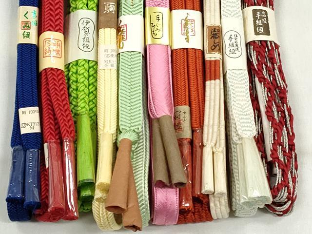 平和屋着物●和装小物　帯締め10本セット　冠組　大和組　笹浪組　銀糸　逸品　未使用　CABK4994qe