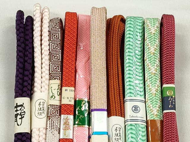 平和屋着物●和装小物　帯締め10本セット　高麗組　冠組　笹浪組　金糸　高島屋扱い　逸品　未使用　CABK4996qe