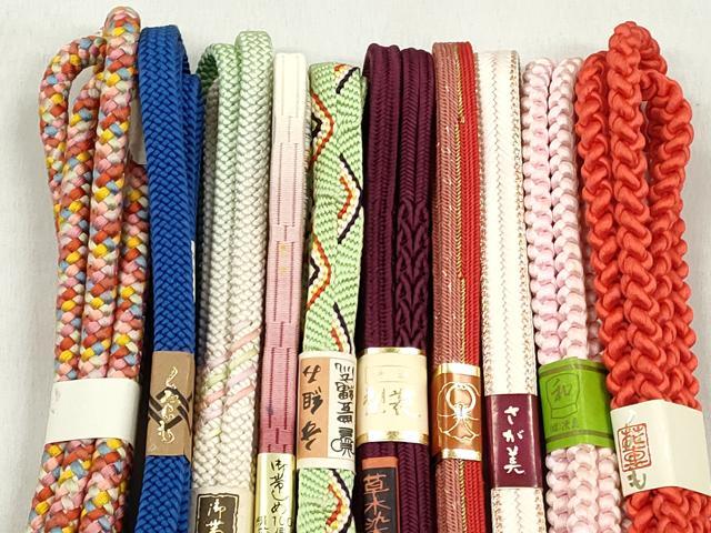 平和屋着物●和装小物　帯締め10本セット　冠組　唐組　大和組　草木染め　金銀糸　さが美扱い　逸品　未使用　CABK4998qe