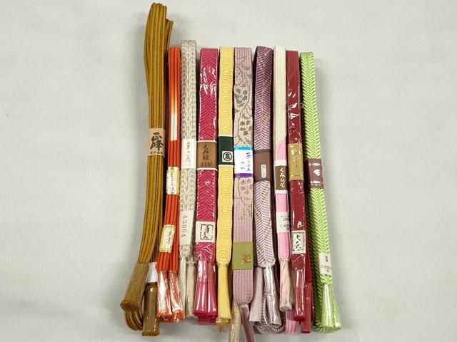 平和屋着物●和装小物　帯締め10本セット　高麗組　笹浪組　畝組　長尺　金銀糸　高島屋扱い　逸品　未使用　CABK5004qe