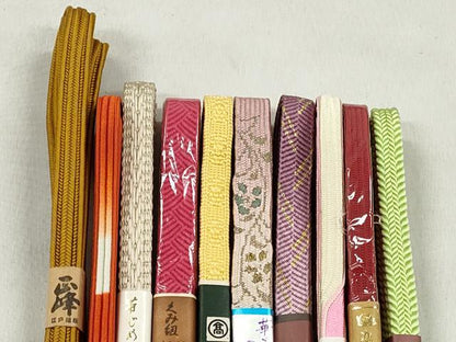 平和屋着物●和装小物　帯締め10本セット　高麗組　笹浪組　畝組　長尺　金銀糸　高島屋扱い　逸品　未使用　CABK5004qe
