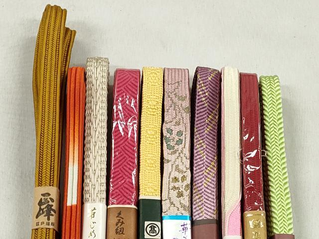 平和屋着物●和装小物　帯締め10本セット　高麗組　笹浪組　畝組　長尺　金銀糸　高島屋扱い　逸品　未使用　CABK5004qe