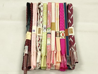 平和屋着物●和装小物　帯締め10本セット　笹浪組　平源氏組　ラメ糸　金糸　逸品　未使用　CABK5067qe
