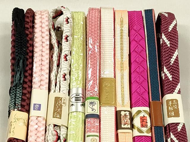 平和屋着物●和装小物　帯締め10本セット　笹浪組　平源氏組　ラメ糸　金糸　逸品　未使用　CABK5067qe