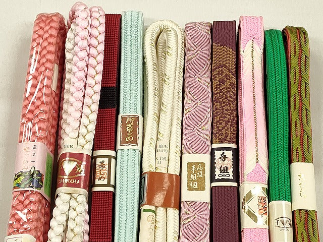 平和屋着物●和装小物　帯締め10本セット　礼装用　高麗組　唐組　奈良組　金糸　逸品　未使用　CABK5074qe