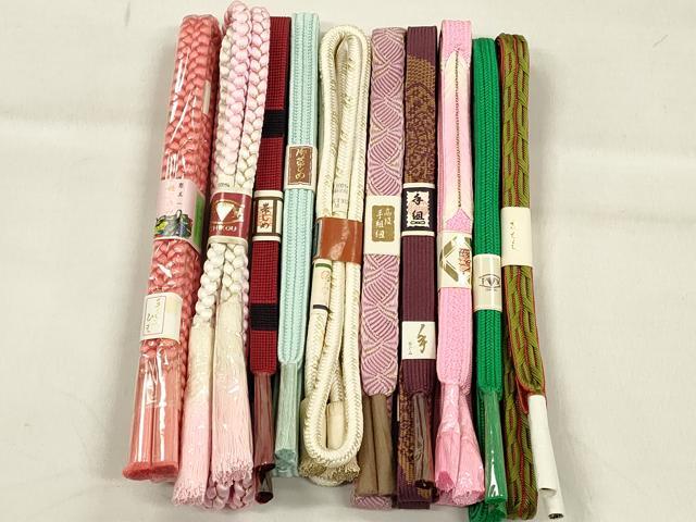 平和屋着物●和装小物　帯締め10本セット　礼装用　高麗組　唐組　奈良組　金糸　逸品　未使用　CABK5074qe