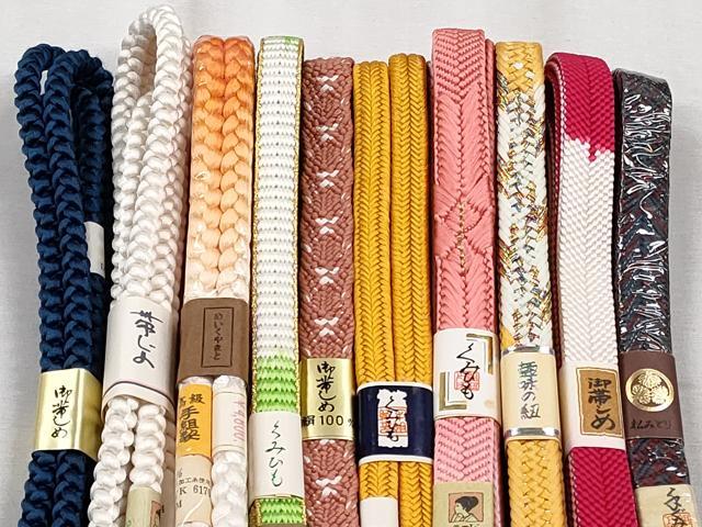 平和屋着物●和装小物　帯締め10本セット　冠組　笹浪組　唐組　平源氏組　めいくやまと　金銀糸　逸品　未使用　CABK5081qe