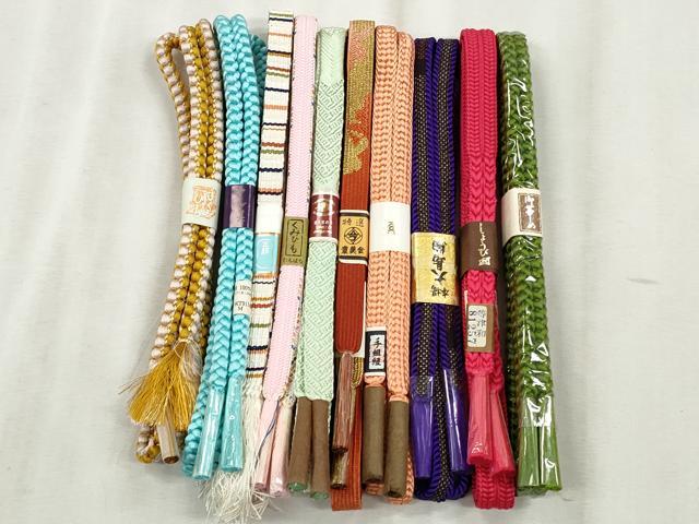 平和屋着物●和装小物　帯締め10本セット　高麗組　大島紬　金糸　さが美扱い　逸品　未使用　CABK5086qe