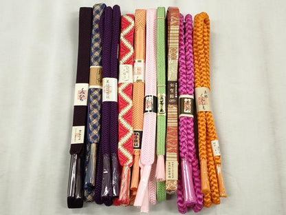 平和屋着物●和装小物　帯締め10本セット　佐賀錦　唐組　笹浪組　奈良組　金糸　逸品　未使用　CABK5093qe