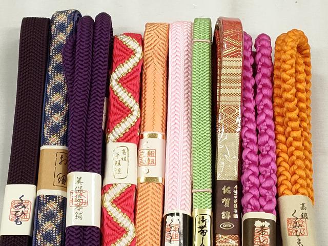 平和屋着物●和装小物　帯締め10本セット　佐賀錦　唐組　笹浪組　奈良組　金糸　逸品　未使用　CABK5093qe