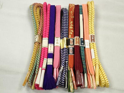 平和屋着物●和装小物　帯締め10本セット　高麗組　丸源氏組　金糸　逸品　未使用　CABK5097qe