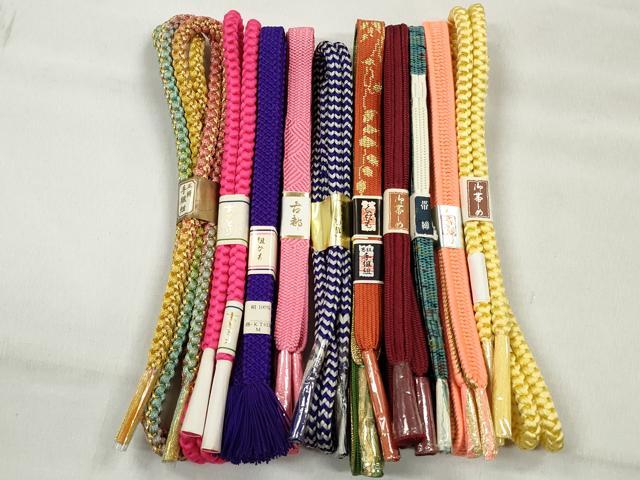 平和屋着物●和装小物　帯締め10本セット　高麗組　丸源氏組　金糸　逸品　未使用　CABK5097qe