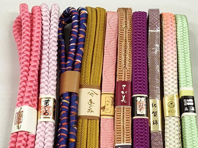 平和屋着物●和装小物　帯締め10本セット　佐賀錦　冠組　鴨川組　金糸　さが美扱い　逸品　未使用　CABK5098qe