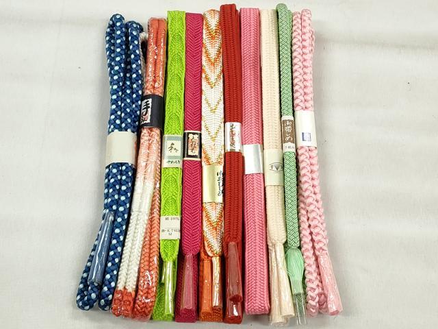 平和屋着物●和装小物　帯締め10本セット　笹浪組　唐組　鴨川組　金糸　逸品　未使用　CABK5106qe