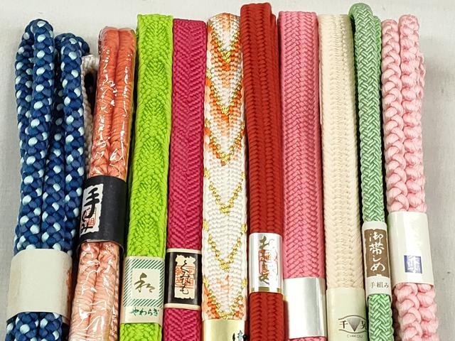 平和屋着物●和装小物　帯締め10本セット　笹浪組　唐組　鴨川組　金糸　逸品　未使用　CABK5106qe