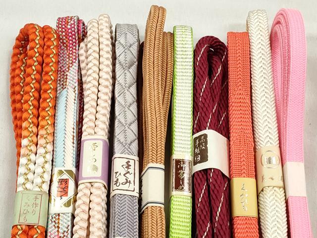 平和屋着物●和装小物　帯締め10本セット　冠組　笹浪組　平源氏組　金糸　逸品　未使用　CABK5126qe
