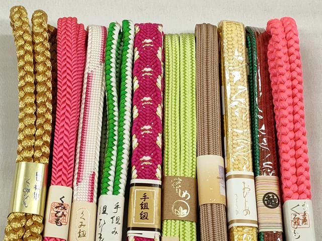 平和屋着物●和装小物　帯締め10本セット　礼装用　冠組　唐組　角八つ組　金糸　逸品　未使用　CABK5129qe