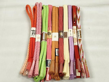 平和屋着物●和装小物　帯締め10本セット　冠組　笹浪組　変わり貝の口織　金糸　松坂屋扱い　逸品　未使用　CABK5143qe