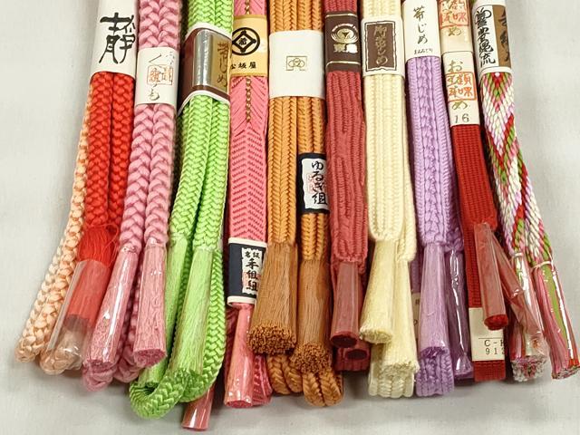 平和屋着物●和装小物　帯締め10本セット　冠組　笹浪組　変わり貝の口織　金糸　松坂屋扱い　逸品　未使用　CABK5143qe