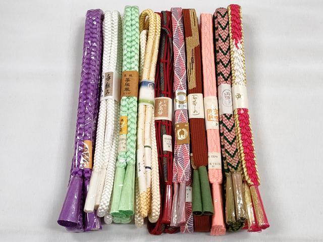 平和屋着物●和装小物　帯締め10本セット　高麗組　唐組　鴨川組　大島紬　金糸　逸品　未使用　CABK5150qe