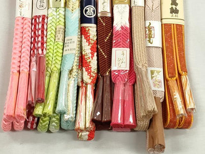平和屋着物●和装小物　帯締め10本セット　笹浪組　大和組　大島紬　金糸　逸品　未使用　CABK5151qe
