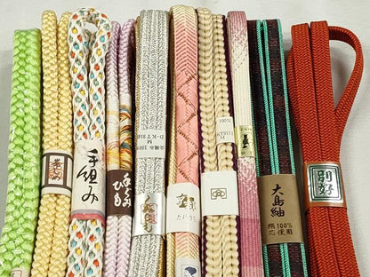 平和屋着物●和装小物　帯締め10本セット　笹浪組　新源氏組　鴨川組　大島紬　礼装用　金銀糸　逸品　未使用　CABK5153qe