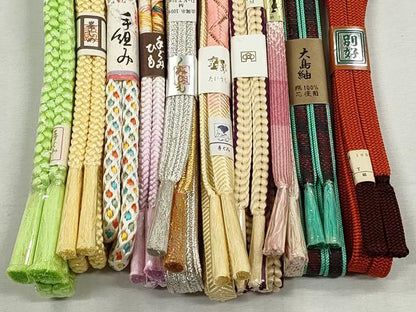 平和屋着物●和装小物　帯締め10本セット　笹浪組　新源氏組　鴨川組　大島紬　礼装用　金銀糸　逸品　未使用　CABK5153qe