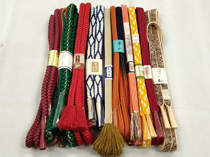 平和屋着物●和装小物　帯締め10本セット　御岳組　角八つ組　鎌倉組　金糸　逸品　未使用　CABK5155qe
