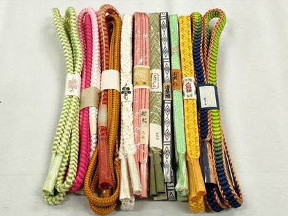 平和屋着物●和装小物　帯締め10本セット　冠組　笹浪組　礼装用　長尺　金糸　逸品　未使用　CABK5156qe
