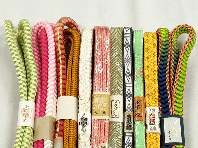 平和屋着物●和装小物　帯締め10本セット　冠組　笹浪組　礼装用　長尺　金糸　逸品　未使用　CABK5156qe