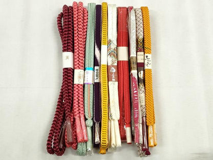 平和屋着物●和装小物　帯締め10本セット　冠組　大和組　鎌倉組　銀糸　逸品　未使用　CABK5158qe