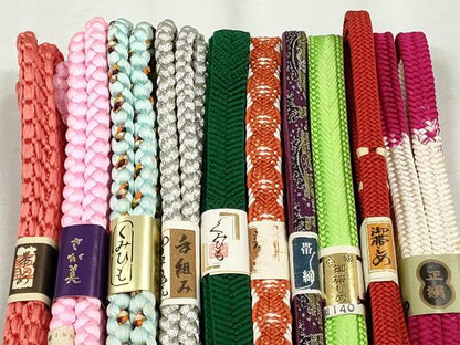 平和屋着物●和装小物　帯締め10本セット　唐織　笹浪組　礼装用　銀糸　さが美扱い　逸品　未使用　CABK5166qe