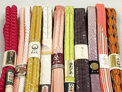 平和屋着物●和装小物　帯締め10本セット　冠組　笹浪組　礼装用　金糸　鈴乃屋扱い　逸品　未使用　CABK5176qe