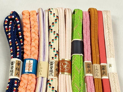 平和屋着物●和装小物　帯締め10本セット　笹浪組　冠組　奈良組　金糸　逸品　未使用　CABK5178qe